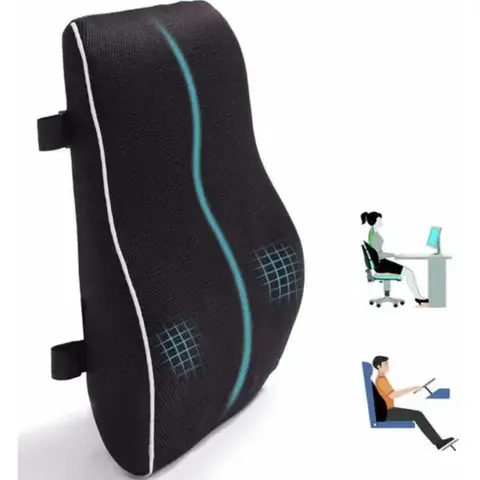 Cojín Lumbar Ergonómico con Soporte para Espalda Negro