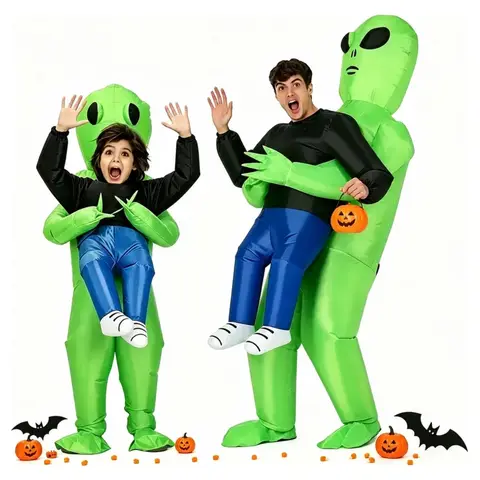 Disfraz Inflable Alien Verde Cargando Persona Halloween