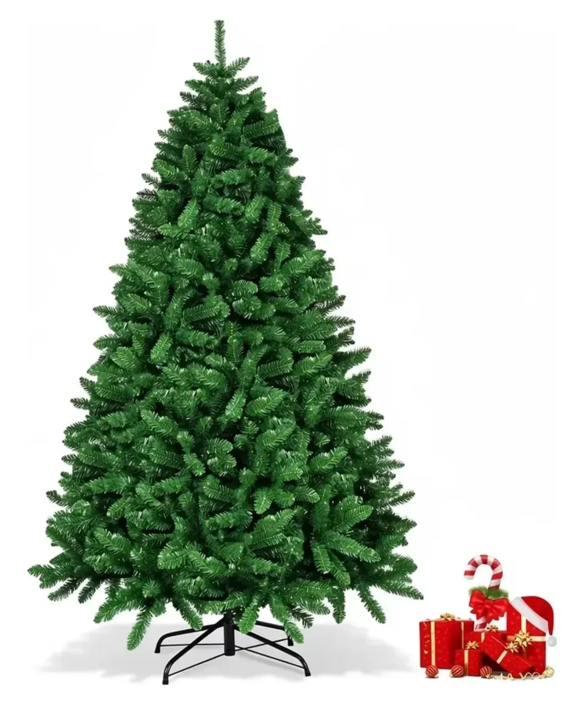 Árbol de Navidad Artificial Verde con Base Metálica