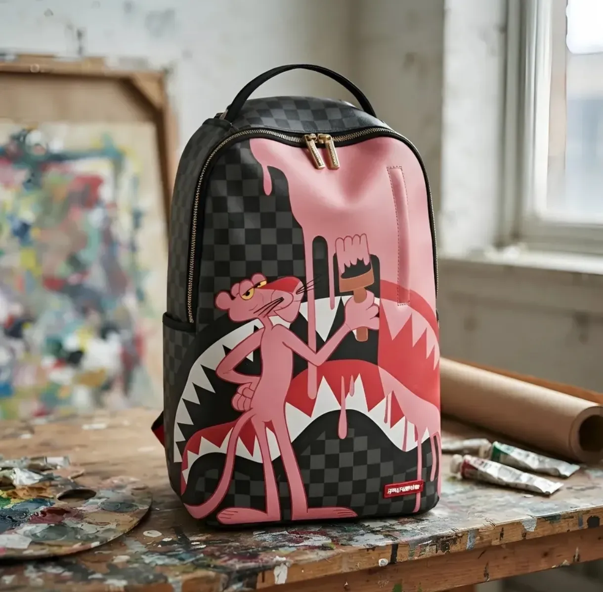 Mochila Sprayground Pink Panther x Shark colección especial