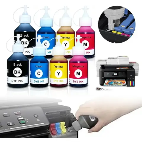 Kit Tintas de Recarga para Impresora CMYK - 8 Botellas DYE INK