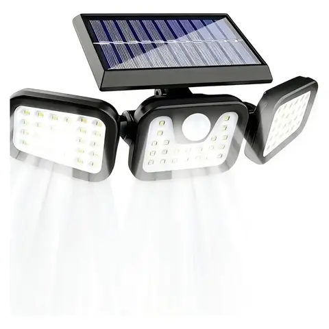Lámpara Solar Exterior con 3 Paneles LED y Sensor de Movimiento