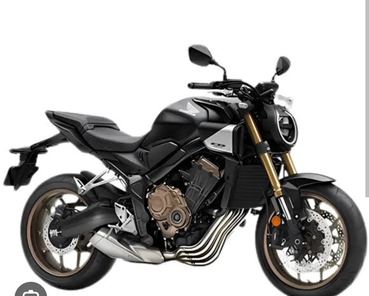 Motocicleta Naked Deportiva Color Negro con Suspensión Dorada
