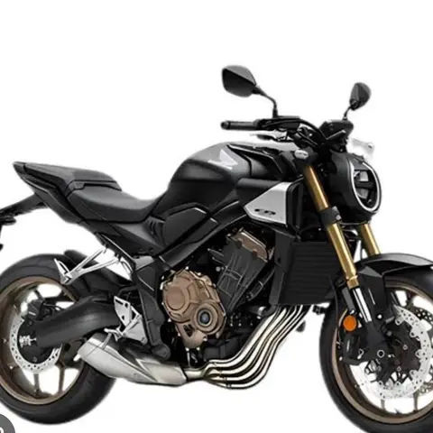 Motocicleta Naked Deportiva Color Negro con Suspensión Dorada