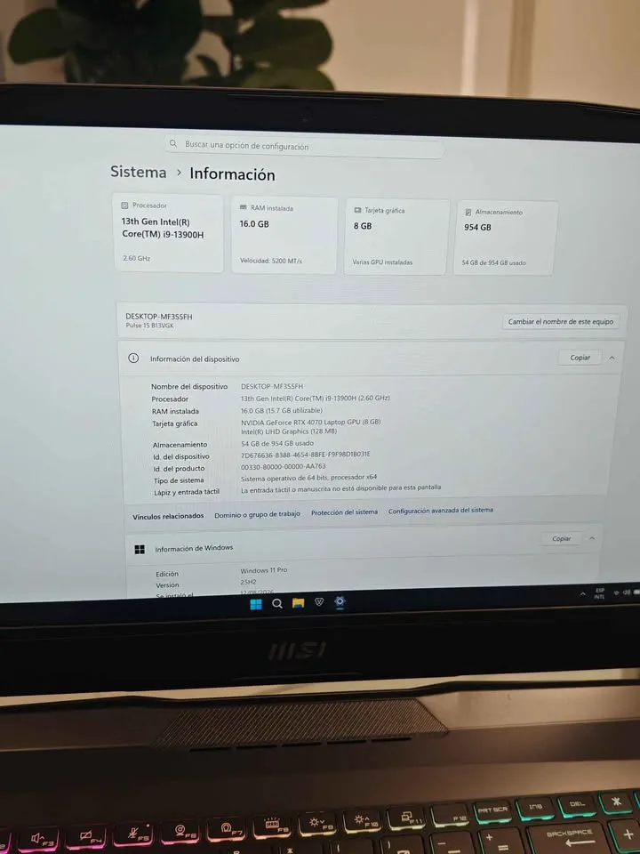 Laptop Gaming MSI Pulse 15 B13V Intel Core i7 13va Gen RGB