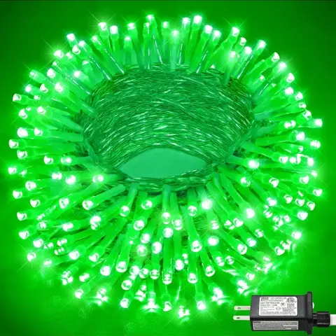 Serie de Luces LED Verdes Navideñas con Cable Verde