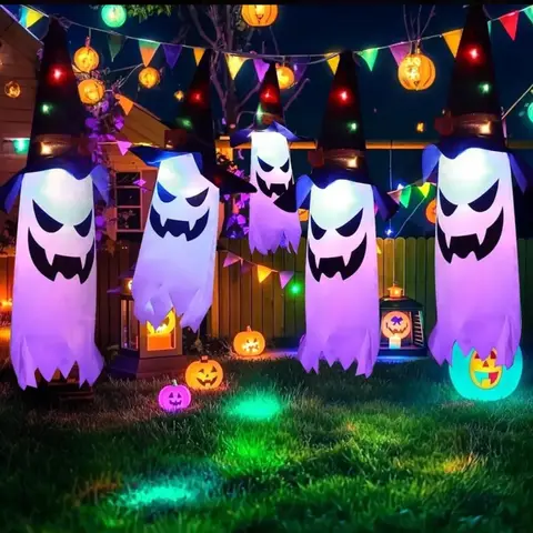 Fantasmas inflables iluminados decoración Halloween exterior
