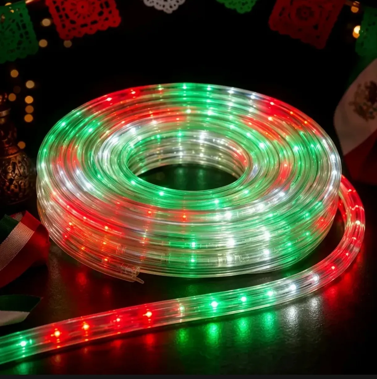 Manguera LED Navideña Multicolor Rojo Verde Blanco para Decoración