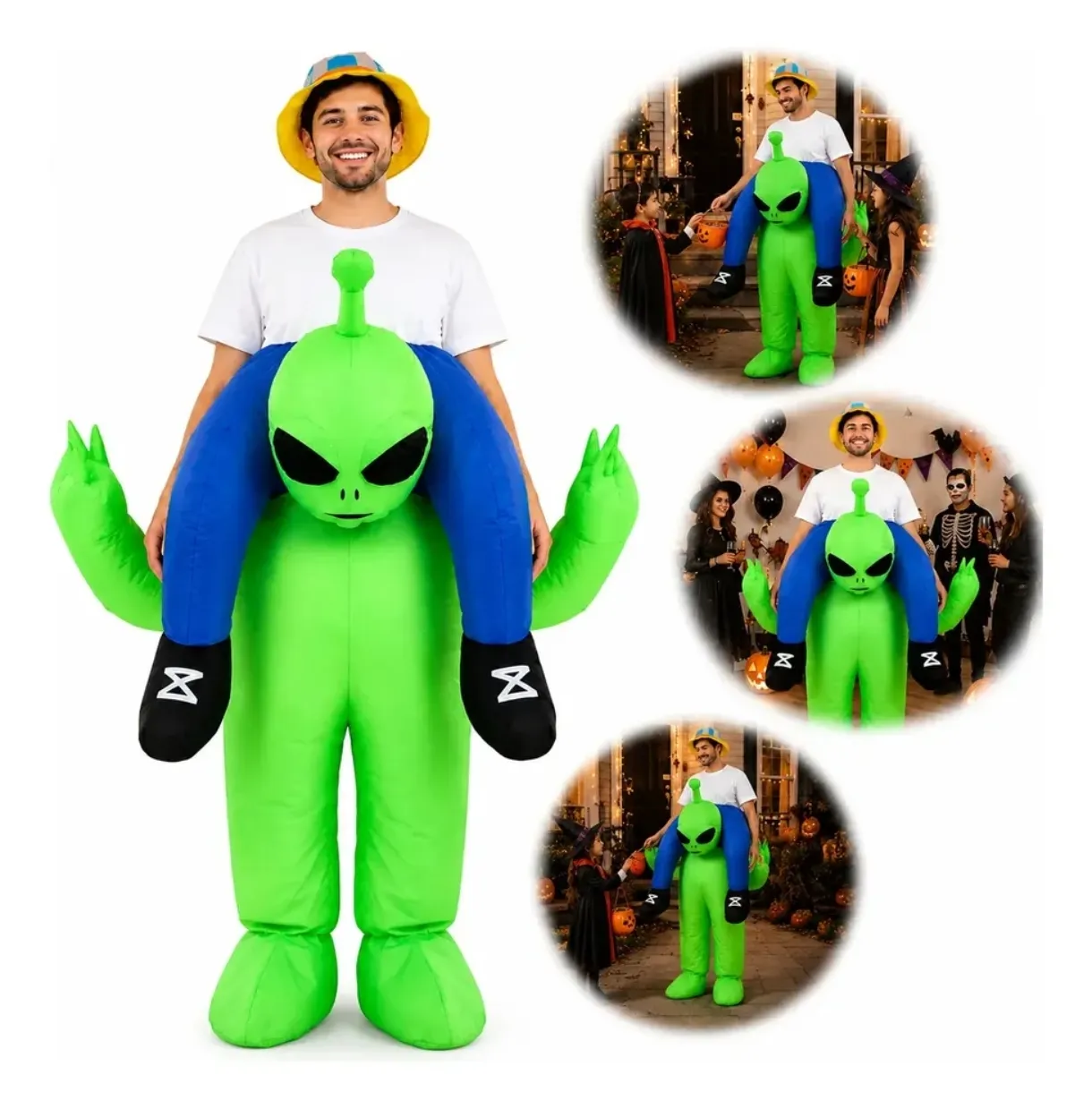 Disfraz Inflable de Alien Verde Montable para Adulto
