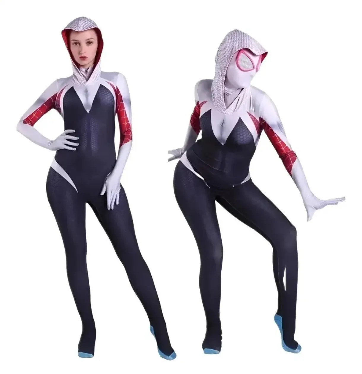 Disfraz Spider-Gwen completo con capucha para mujer