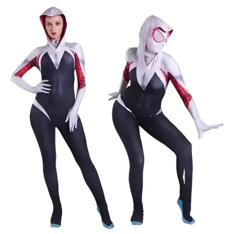 Disfraz Spider-Gwen completo con capucha para mujer