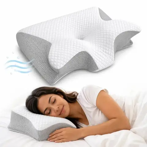 Almohada Ergonómica Cervical con Soporte de Memoria Blanca