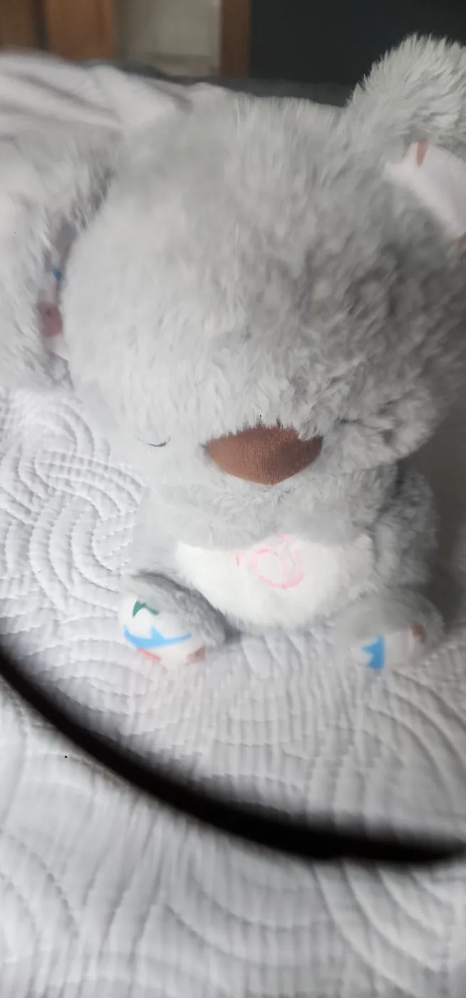 Peluche de oso gris con rosa bordada para bebé o niño