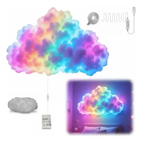 Lámpara LED decorativa forma nube multicolor con control remoto