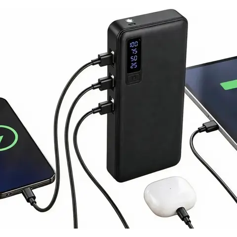 Batería Externa Power Bank con Pantalla LED y Múltiples Puertos