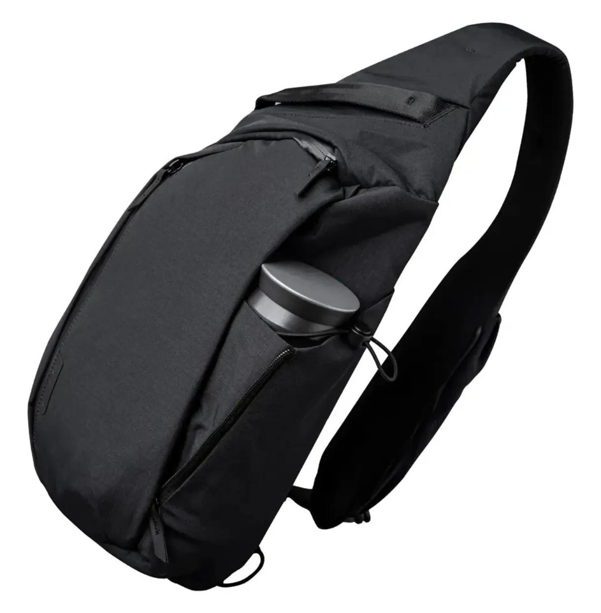 Mochila Cruzada Tipo Sling Negra con Porta Botella