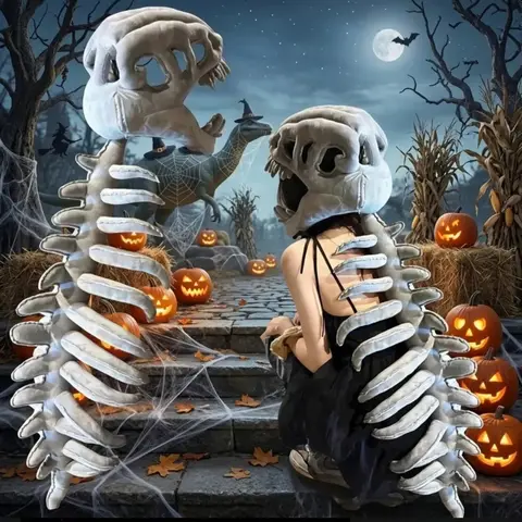 Esqueletos Decorativos de Halloween con Calabazas Iluminadas
