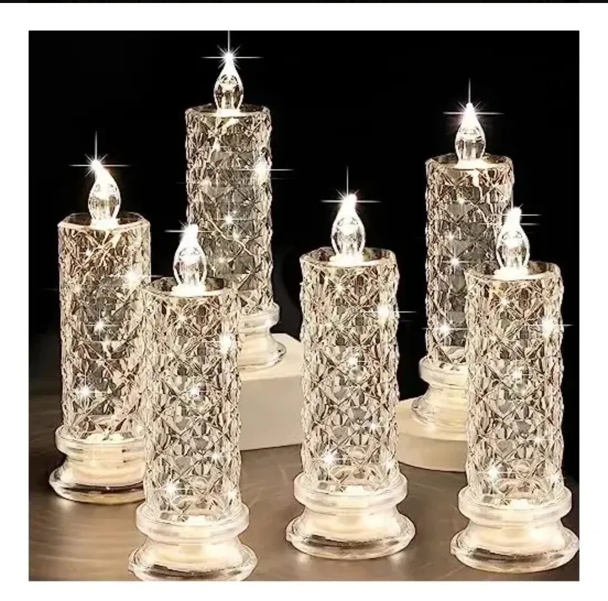Set de Velas Decorativas LED con Diseño de Cristal Tallado