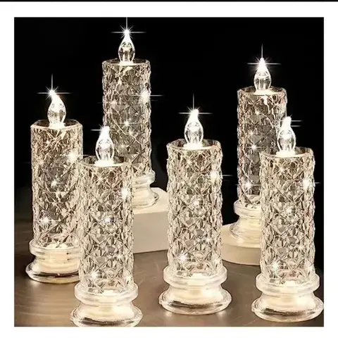 Set de Velas Decorativas LED con Diseño de Cristal Tallado