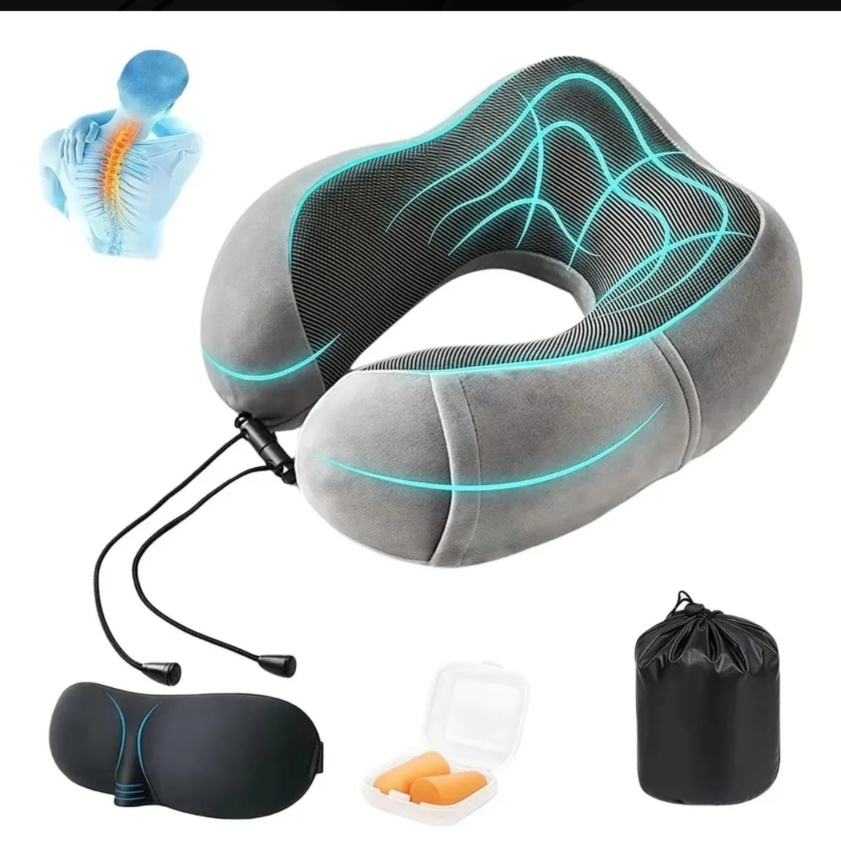 Almohada Cervical de Viaje con Accesorios y Soporte Ergonómico