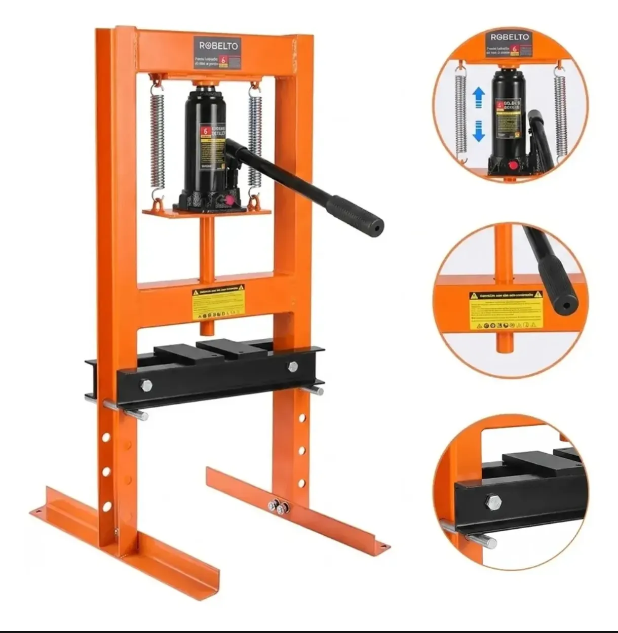 Prensa Hidráulica de Taller Robelto 6 Toneladas Color Naranja