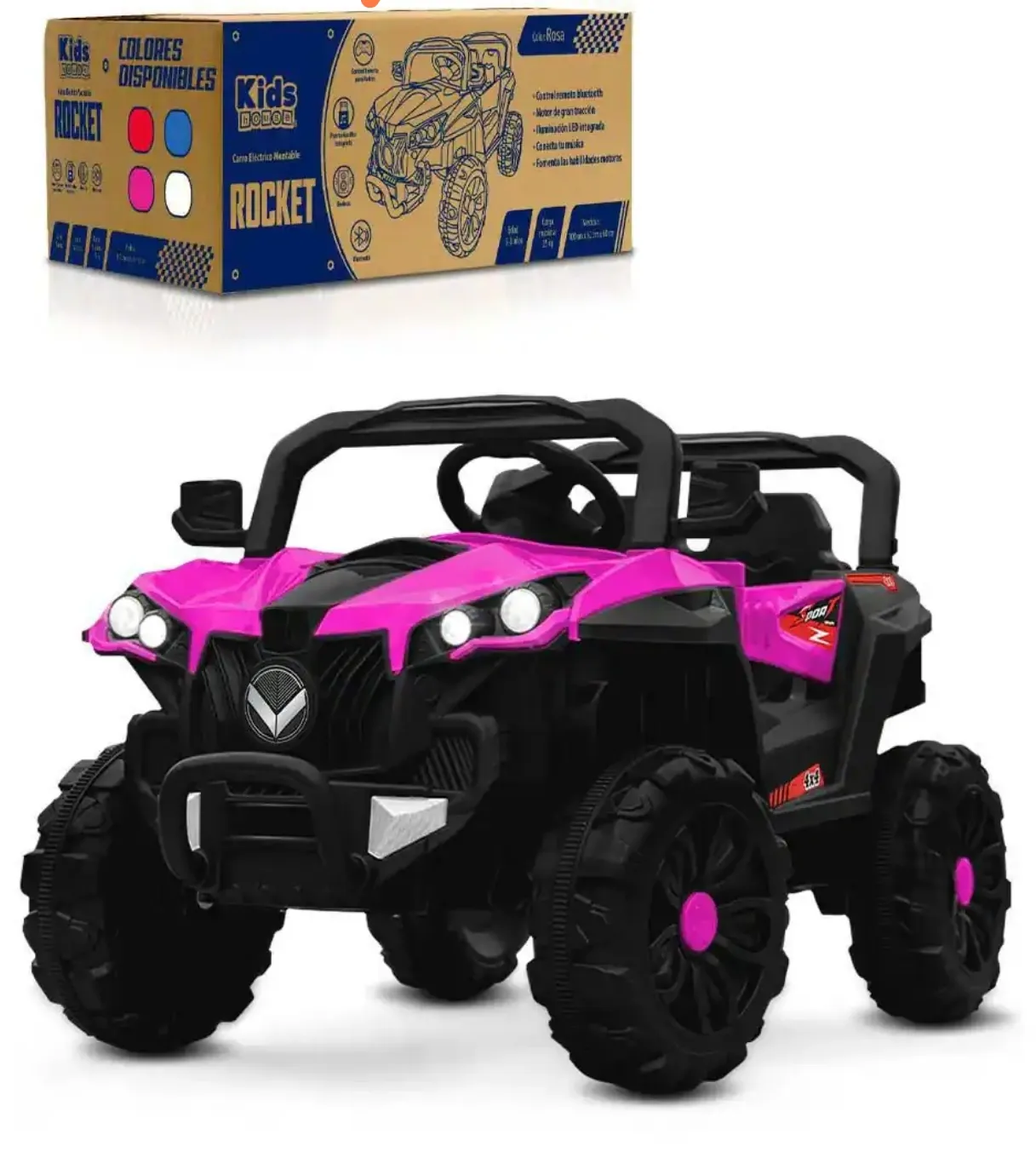 Carro Eléctrico Kids Dough Rocket Rosa para Niños con Control