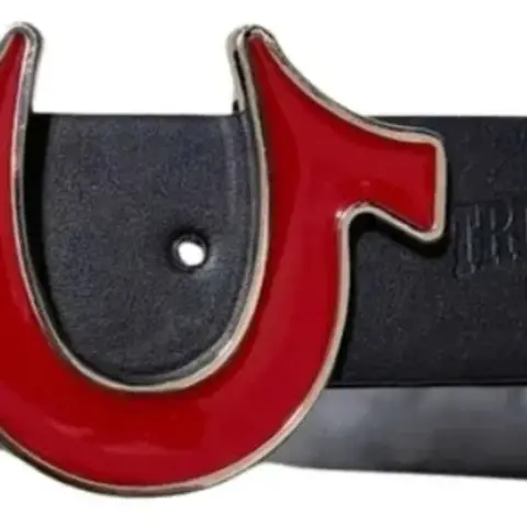Cinturón True Religion de Piel Negro con Hebilla Roja