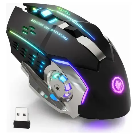Mouse Gamer Inalámbrico RGB con Iluminación LED Multicolor