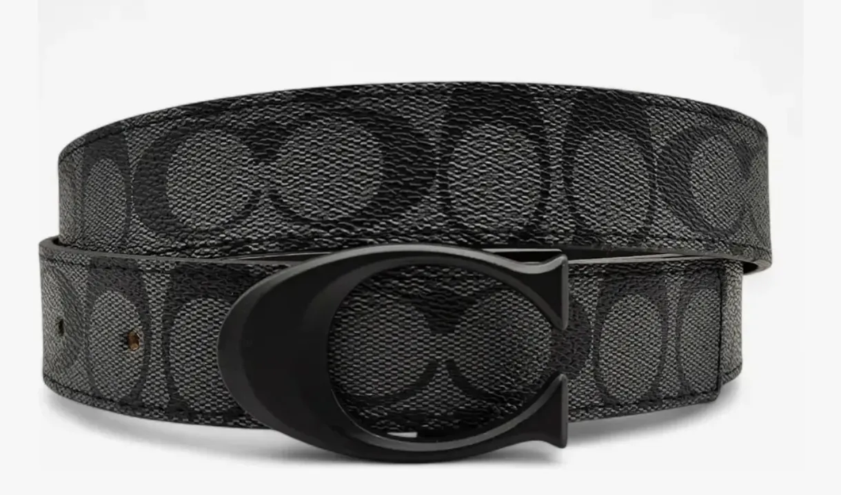 Cinturón reversible con hebilla C en negro y gris