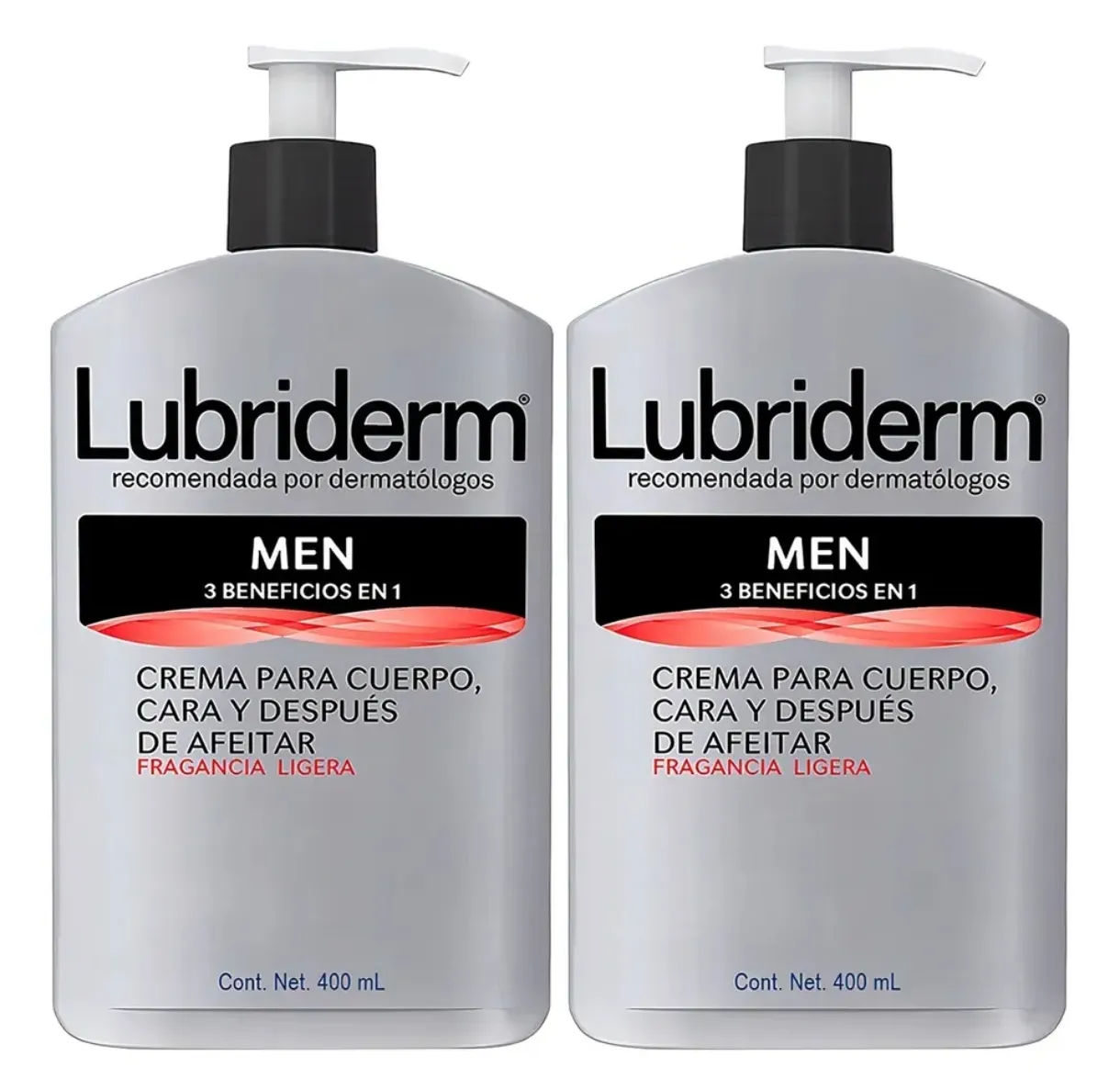 Pack 2 Cremas Lubriderm Men 400ml Cuerpo Cara After Shave
