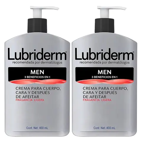 Pack 2 Cremas Lubriderm Men 400ml Cuerpo Cara After Shave
