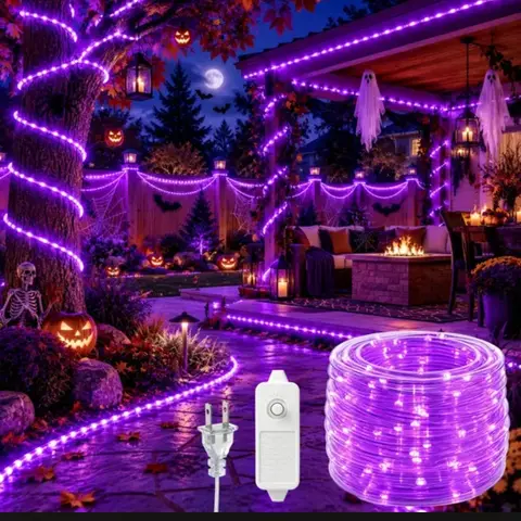 Manguera de Luces LED Moradas con Control - Decoración Exterior