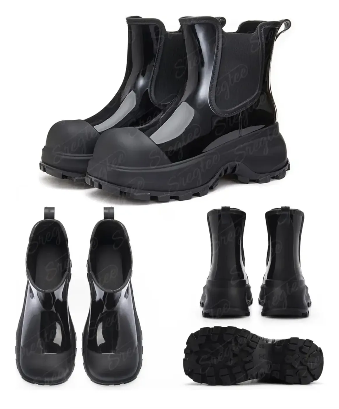 Botas Chelsea Negras con Suela Gruesa Estilo Urbano