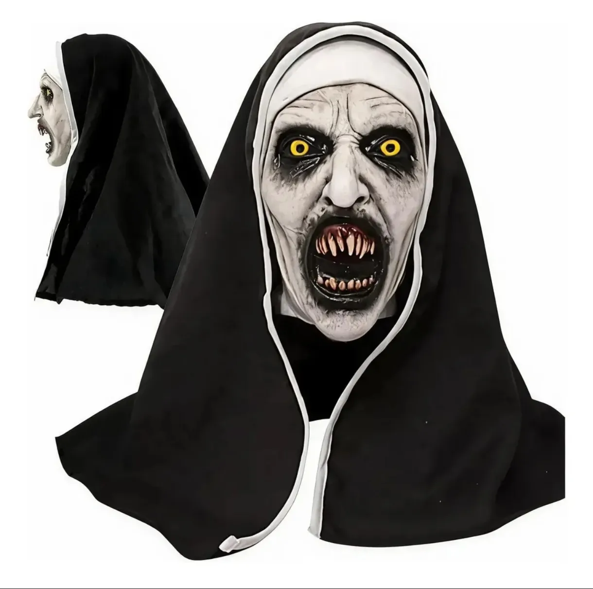 Máscara de Terror Monja Tenebrosa con Velo Negro para Halloween