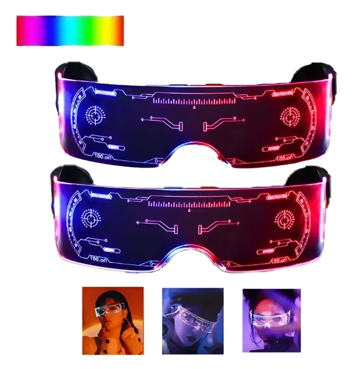Lentes LED Futuristas con Luces RGB y Diseño Cyberpunk