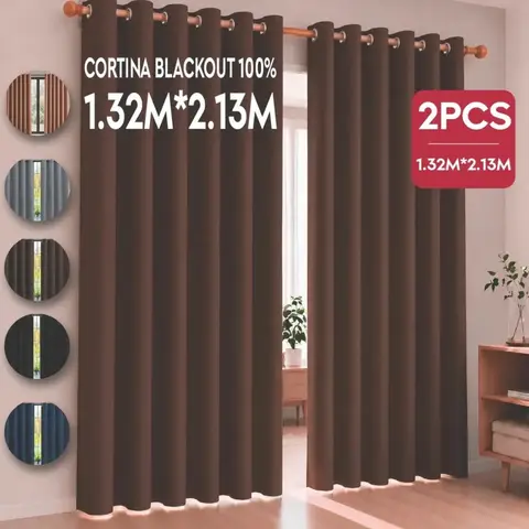 Cortinas Blackout 100% Café Oscuro 1.32x2.13m - Set 2 Piezas
