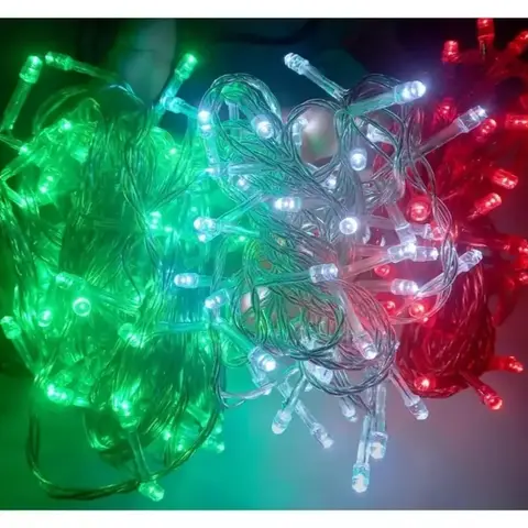 Serie de luces LED tricolor verde, blanco y rojo para decoración