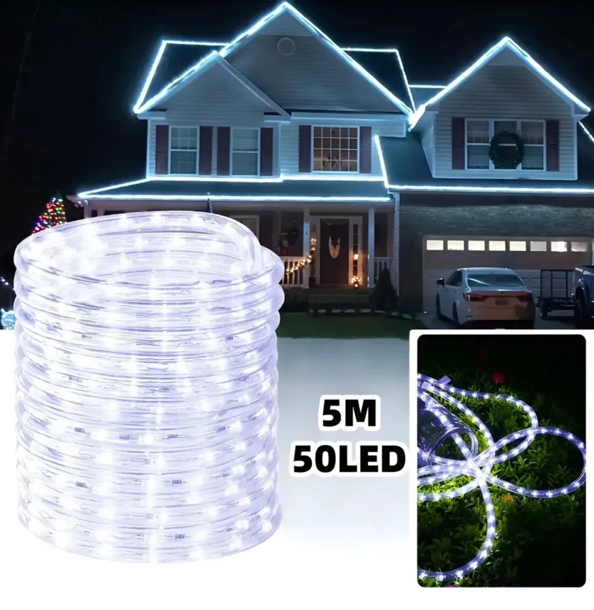 Manguera LED 5m 50 luces decorativa blanca para exterior