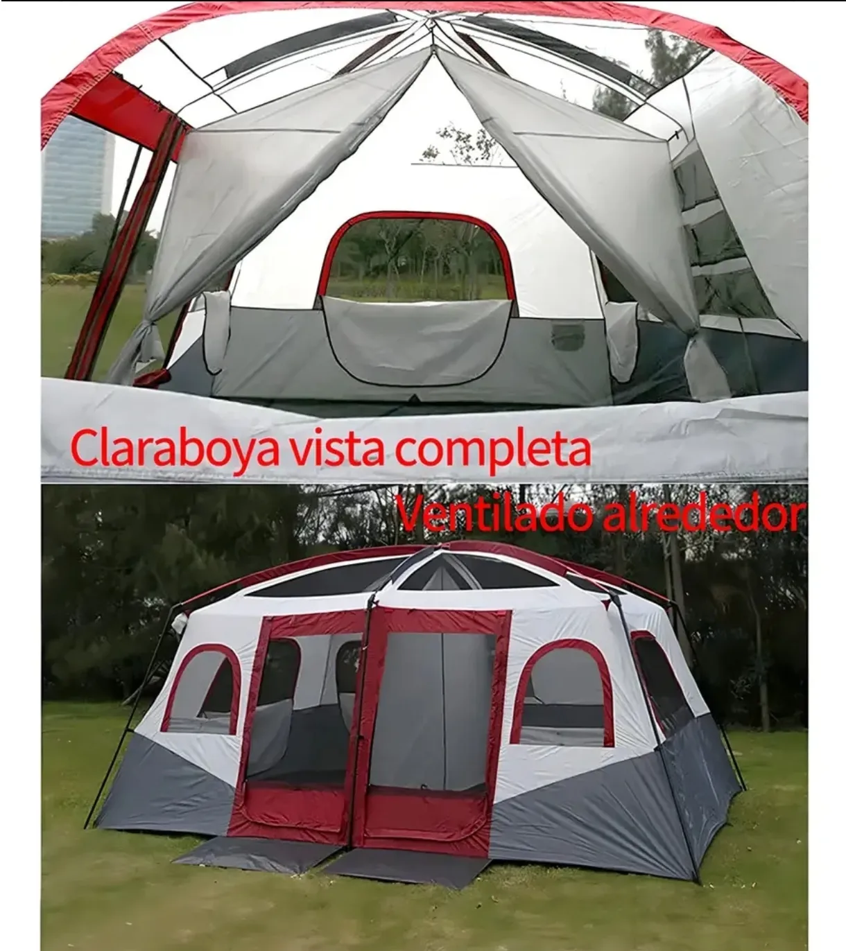 Casa de Campaña Familiar con Claraboya y Ventilación