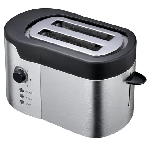 Tostador de pan 2 rebanadas acero inoxidable con funciones
