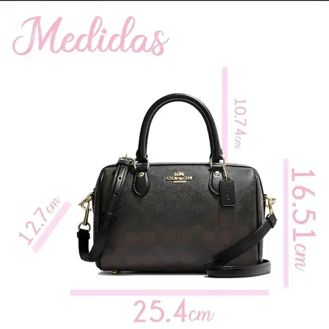 Bolsa Coach Negra Tipo Satchel con Correa Ajustable 25.4cm