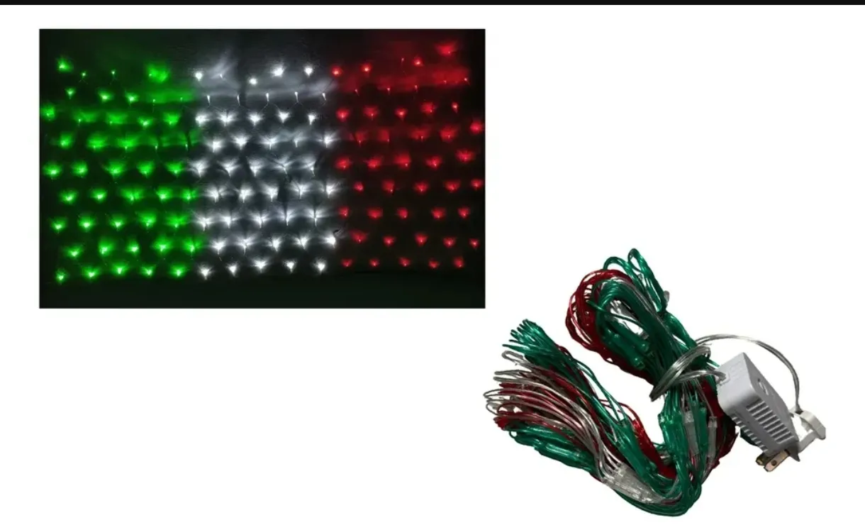 Serie Navideña LED Bandera de México Verde Blanco Rojo
