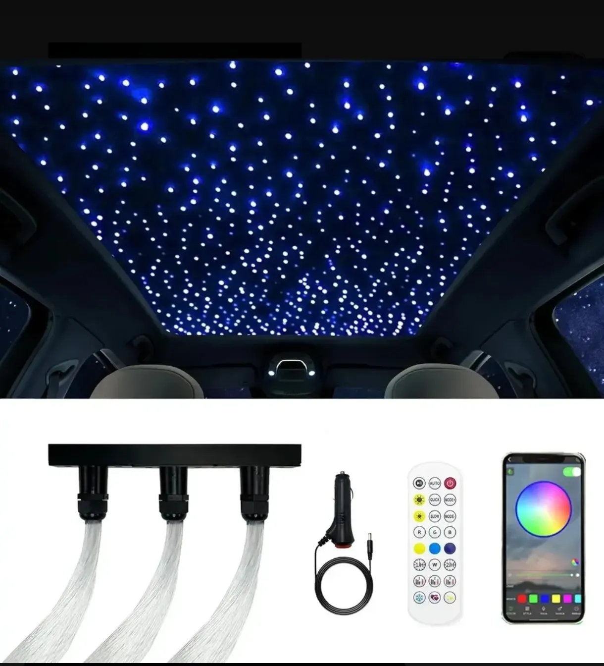 Iluminación LED tipo cielo estrellado para techo de auto