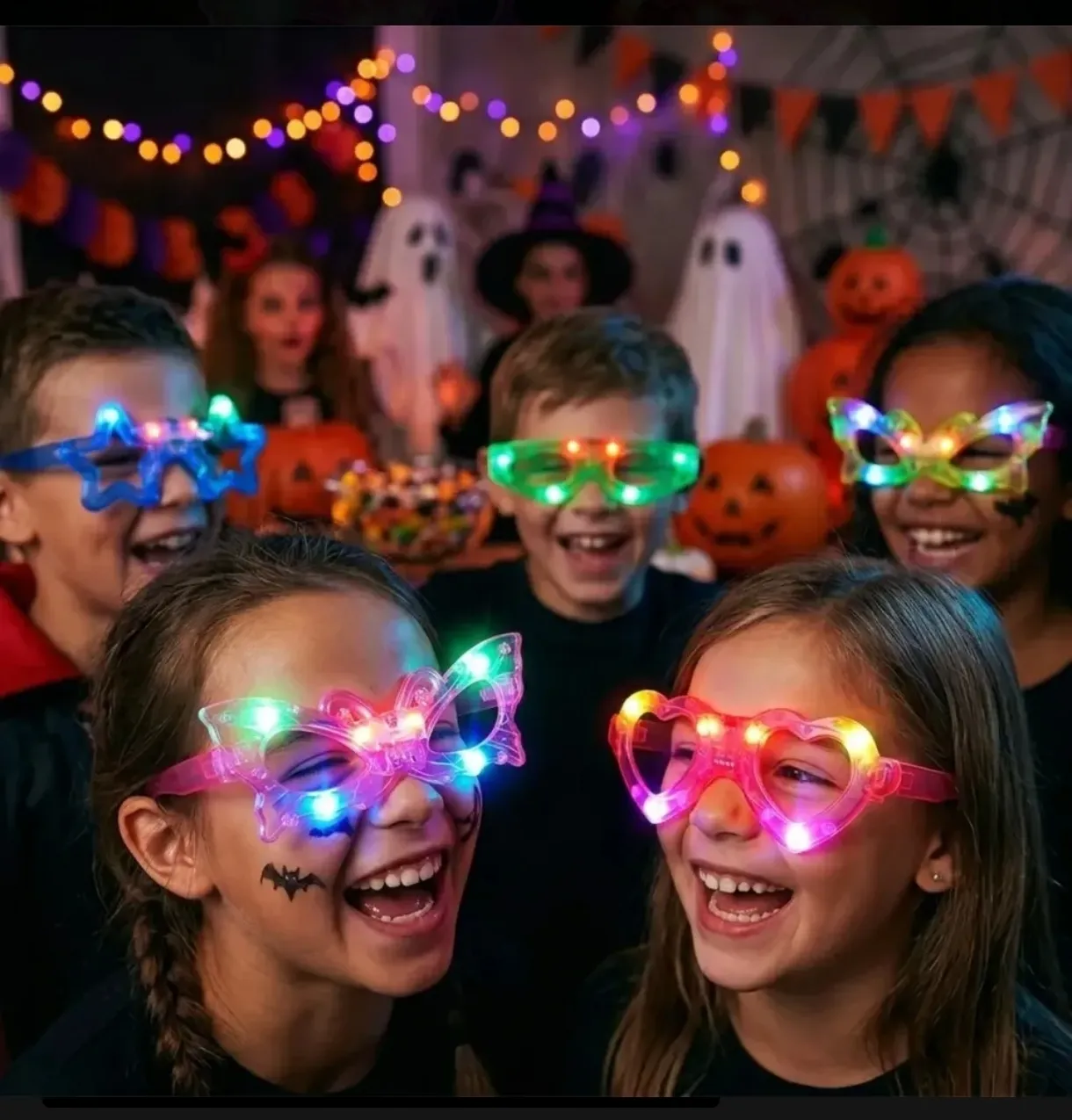 Lentes LED luminosos de colores para fiesta Halloween niños