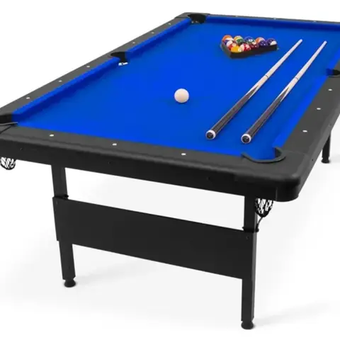 Mesa de Billar con Paño Azul, Tacos y Bolas Incluidos