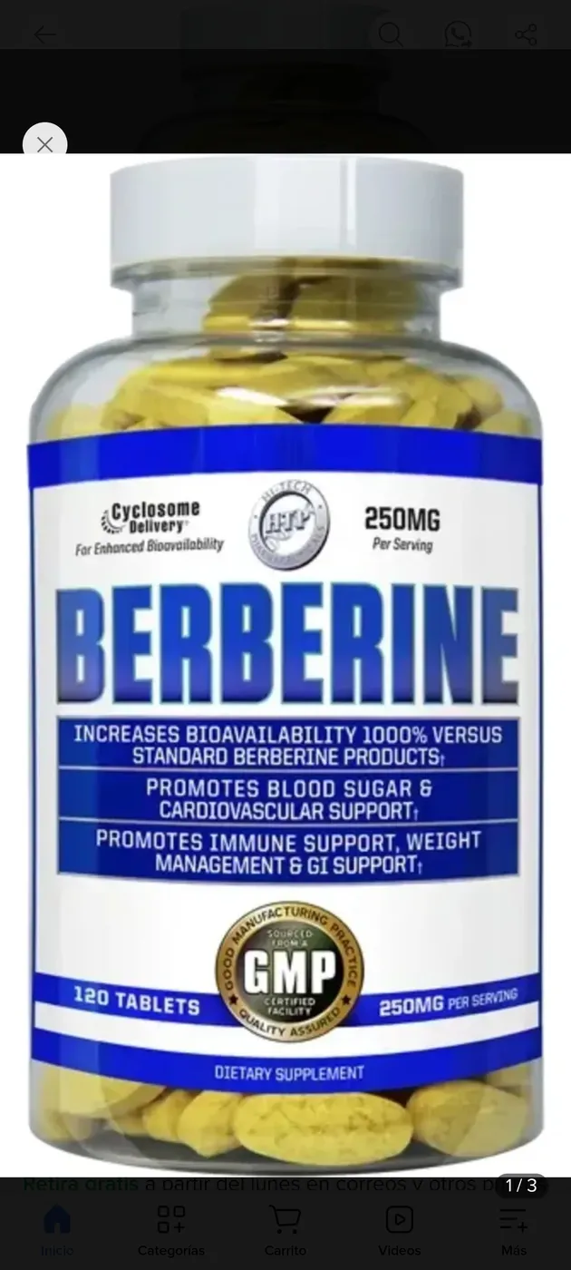 Berberine 250mg Suplemento Dietético 120 Tabletas Hi-Tech