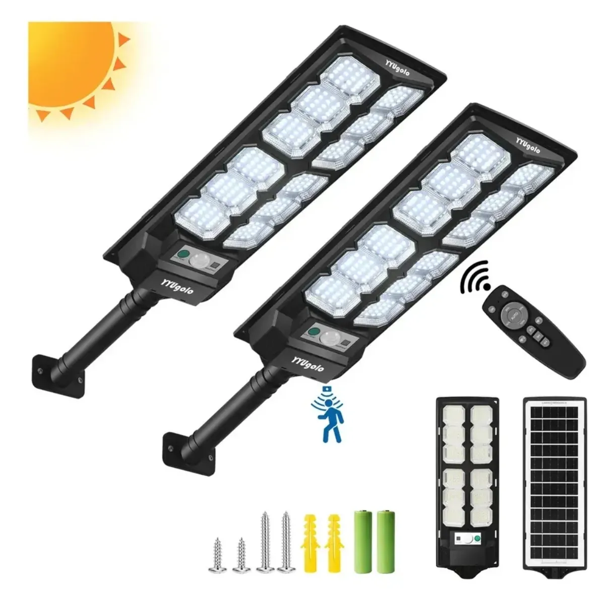 Lámpara Solar LED Exterior con Sensor Movimiento y Control Remoto