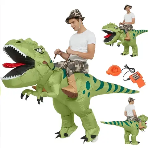 Disfraz Inflable de Dinosaurio Verde con Ventilador Incluido