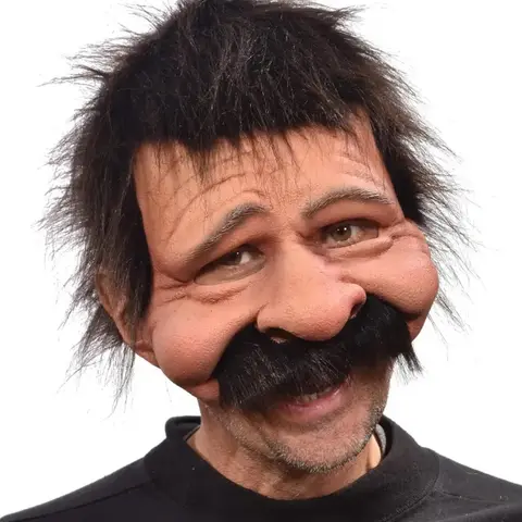 Máscara de disfraz con bigote y peluca negra