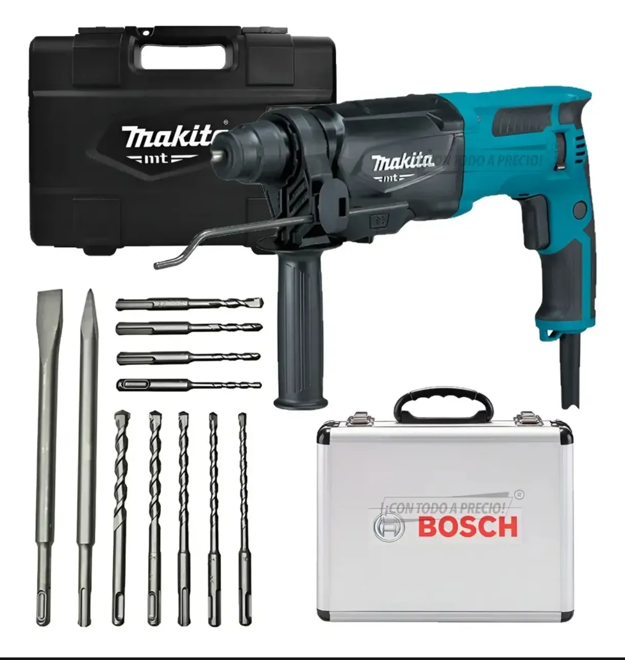 Taladro Rotomartillo Makita con Accesorios y Estuches